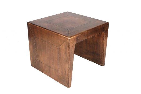 24" Copper Wood and Metal Square End Table - Image 3