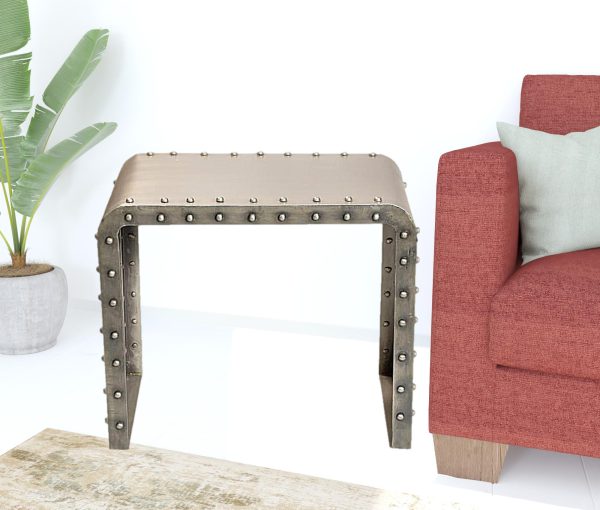 20" Gold Metal Rectangular End Table - Image 3
