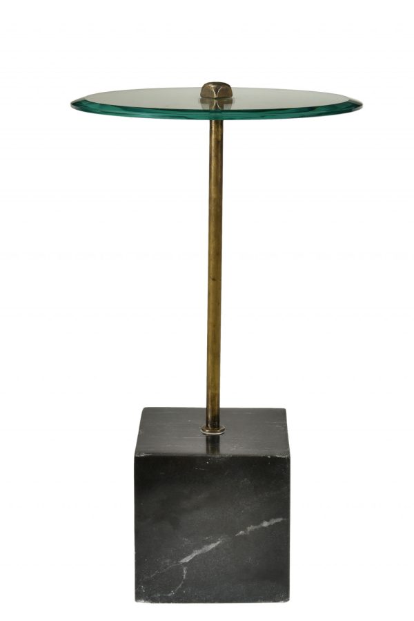 22" Black And Clear Glass Round End Table - Image 3