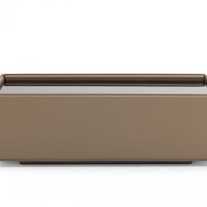 44" Black and Beige Glass And Wood Block Coffee Table