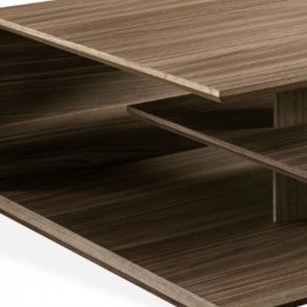 32" Walnut Solid Manufactured Wood Square Coffee Table With Two Shelves - Image 3