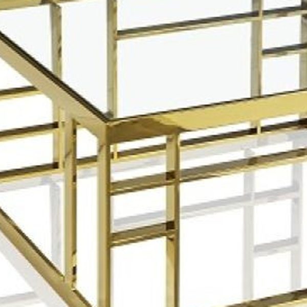 40" Clear and Gold Glass And Stainless Steel Square Frame Coffee Table - Image 3