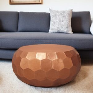 28" Copper Iron Hexagon Drum Drum Coffee Table