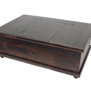 40" Brown Solid Wood Square Distressed Lift Top Solid Trunk Coffee Table