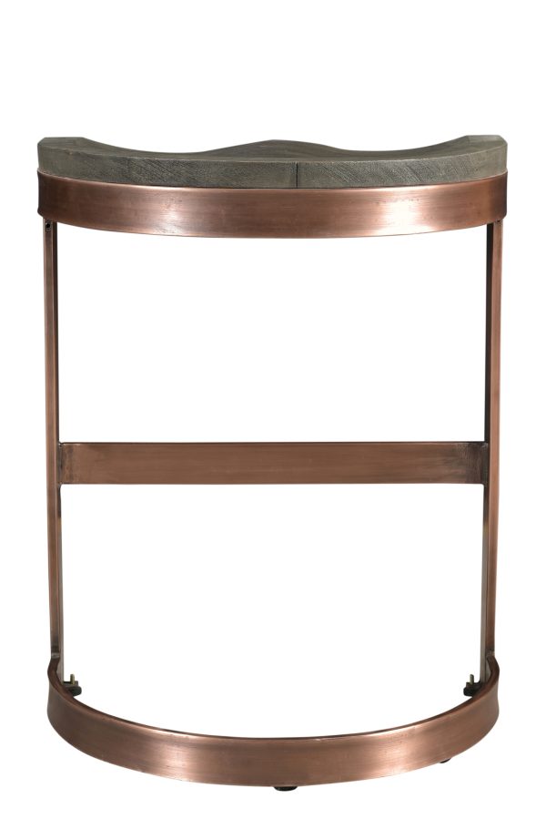 30" Gray And Copper Iron Backless Bar Height Bar Chair - Image 2