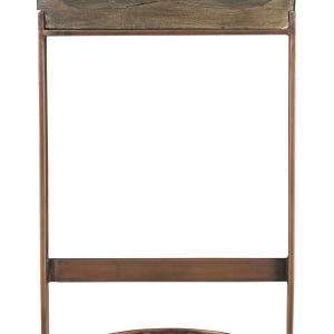 30" Gray And Copper Iron Backless Bar Height Bar Chair
