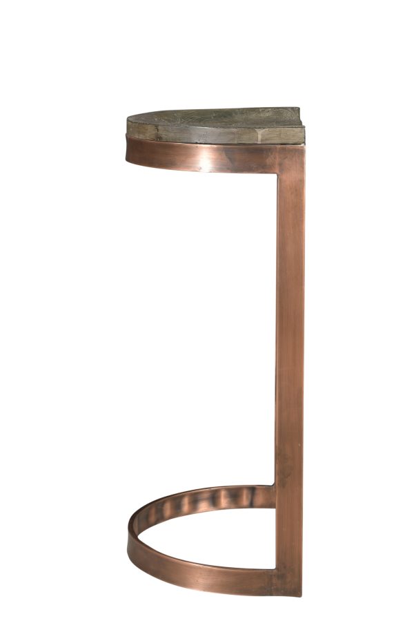 30" Gray And Copper Iron Backless Bar Height Bar Chair - Image 3