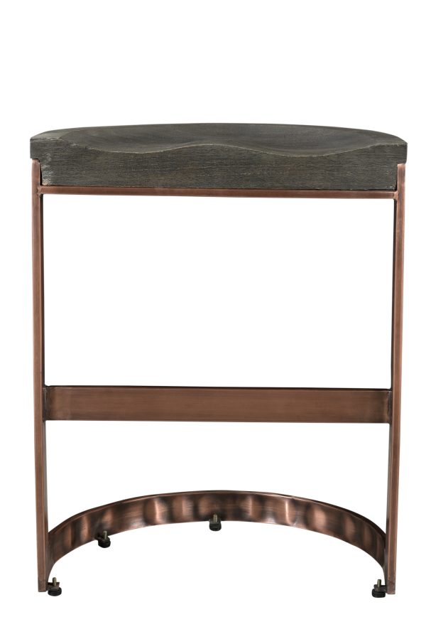 26" Gray and Copper Solid Wood and Iron Backless Counter Height Bar Chair - Image 2