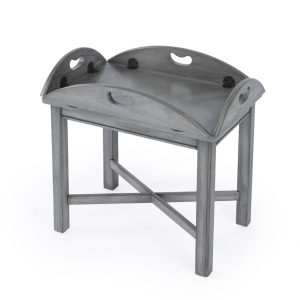 30" Gray Wood Oval Distressed Coffee Table