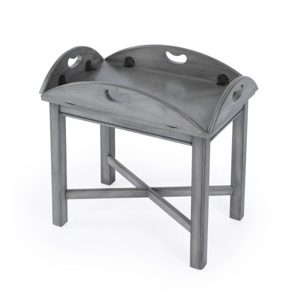 30" Gray Wood Oval Distressed Coffee Table
