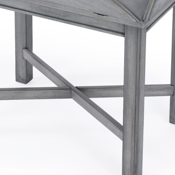 30" Gray Wood Oval Distressed Coffee Table - Image 3