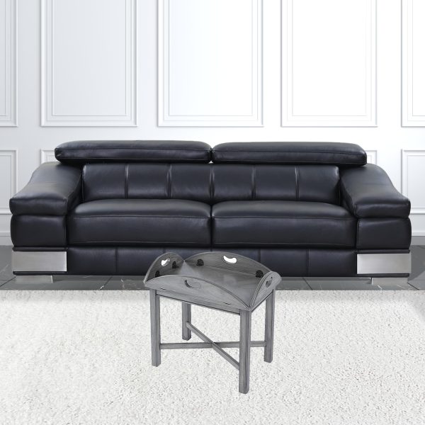 30" Gray Wood Oval Distressed Coffee Table - Image 2