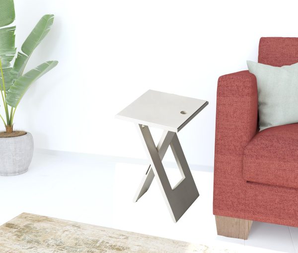 18" White Solid Wood Square Folding End Table - Image 2