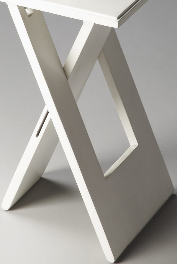18" White Solid Wood Square Folding End Table - Image 3