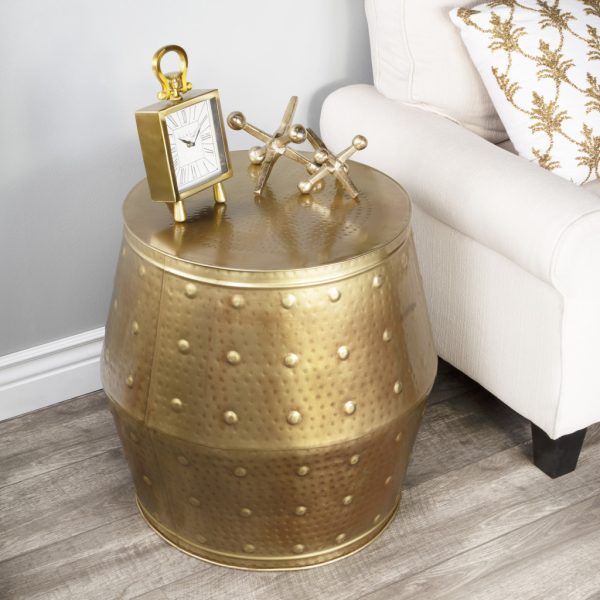 24" Gold Iron Round End Table - Image 3