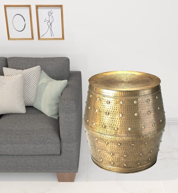 24" Gold Iron Round End Table - Image 2