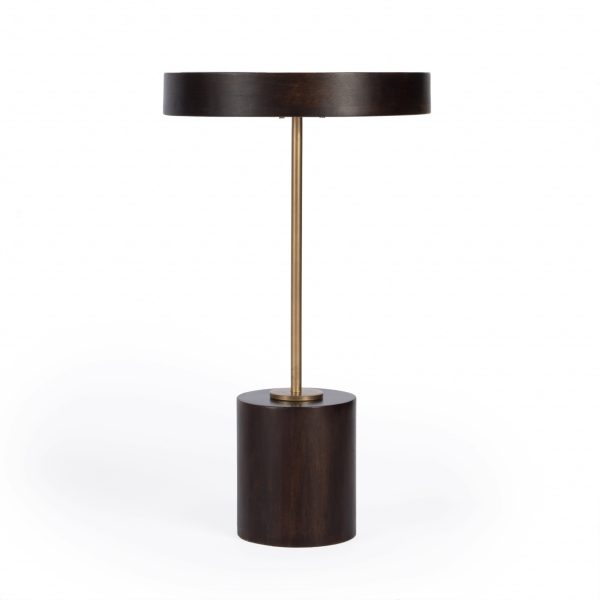 22" Black And Rosegold Solid Wood Round End Table - Image 2