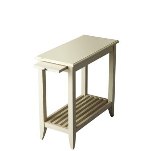 24" White End Table With Shelf