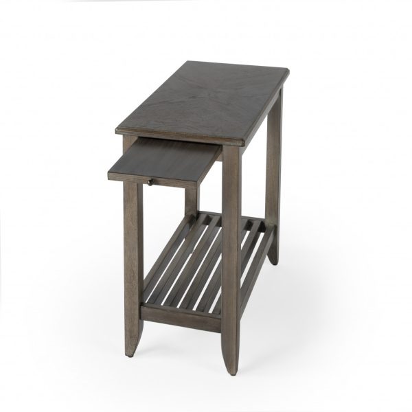 24" Brown Gray Rectangular End Table With Shelf - Image 3