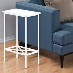 24" White Wood And Metal End Table With Shelf