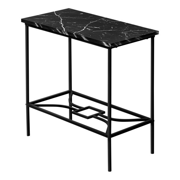 22" Black Faux Marble And Metal End Table With Shelf - Image 2