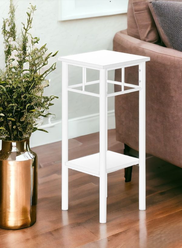 28" White Square End Table With Shelf - Image 2