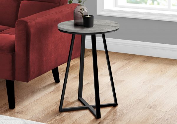 22" Black And Gray Round End Table - Image 2