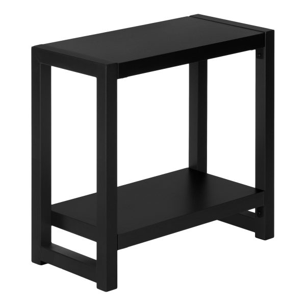 22" Black Wood And Metal Frame End Table With Shelf - Image 3