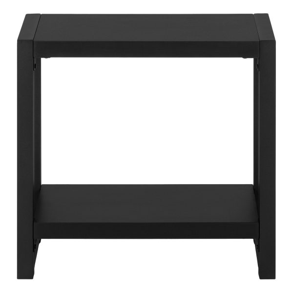 22" Black Wood And Metal Frame End Table With Shelf - Image 2
