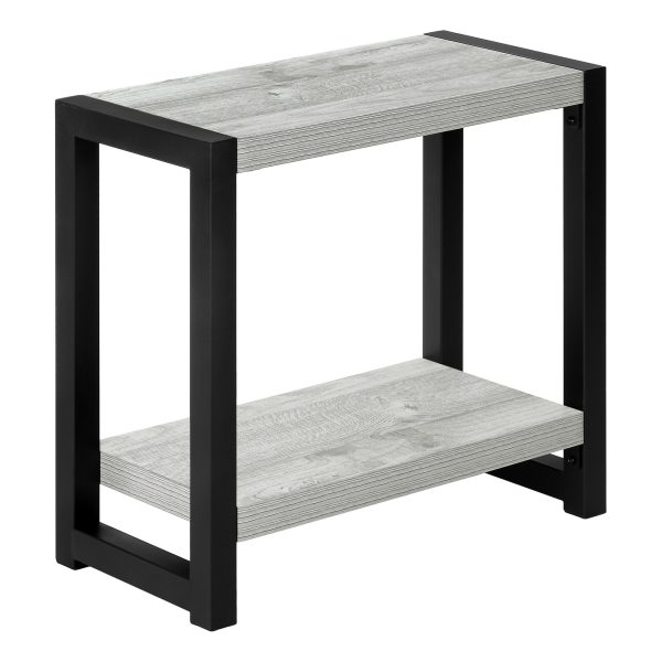 22" Gray And Black Wood And Metal Frame End Table With Shelf - Image 3