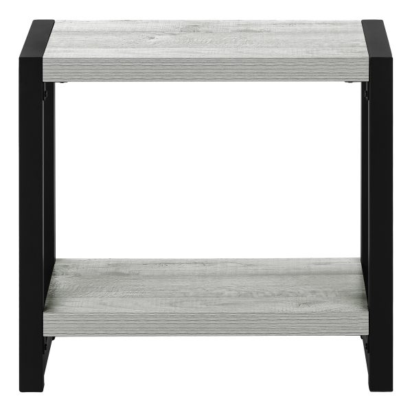 22" Gray And Black Wood And Metal Frame End Table With Shelf - Image 2