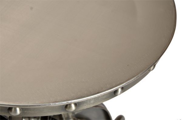 21" Silver Metal And Iron Round End Table - Image 3