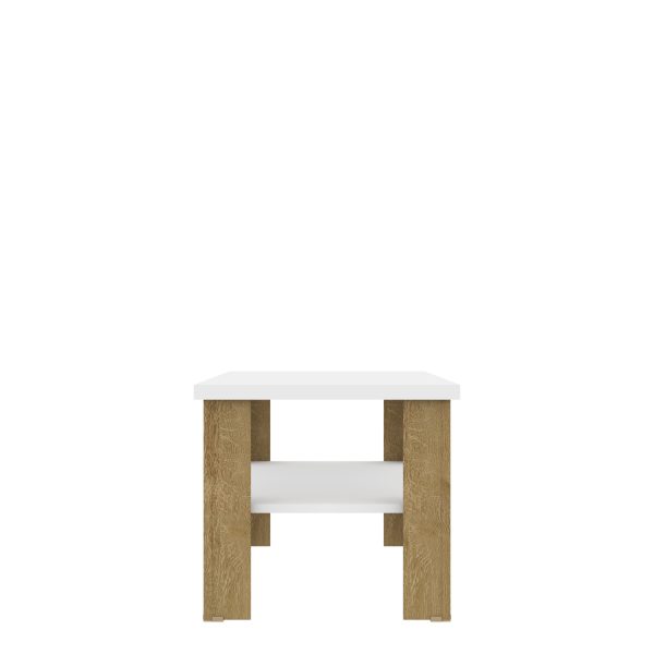 35" White And Natural Coffee Table With Shelf - Image 3
