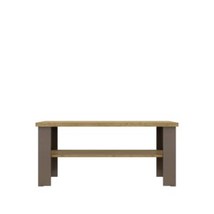 35" Natural And Brown Coffee Table With Shelf