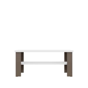 35" White And Light Gray Coffee Table With Shelf