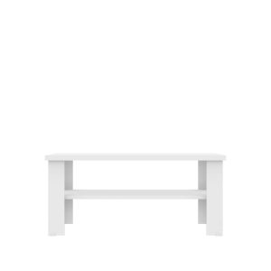 35" White Coffee Table With Shelf