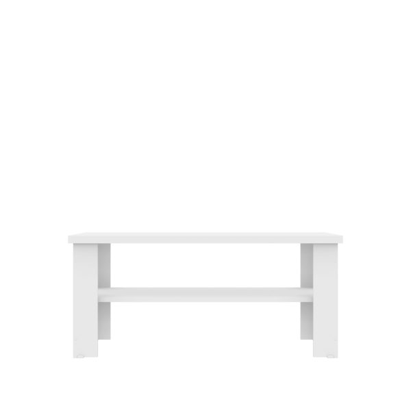 35" White Coffee Table With Shelf