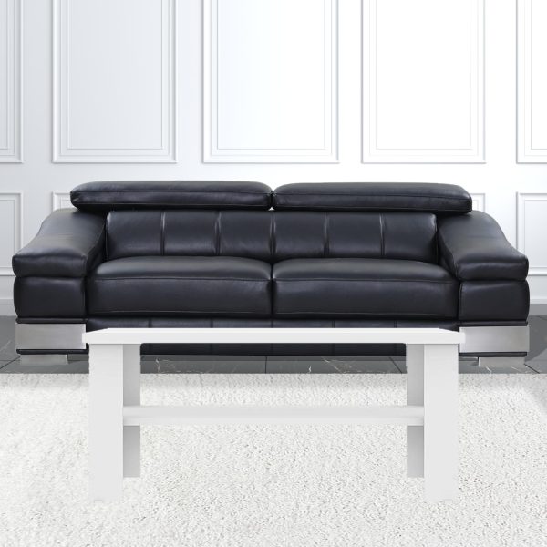 35" White Coffee Table With Shelf - Image 3