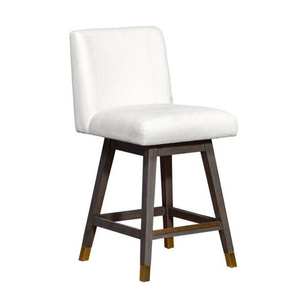 26" Pearl and Gray Solid Wood Counter Height Swivel Bar Chair - Image 2