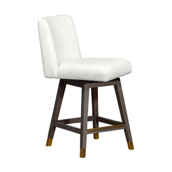 26" Pearl and Gray Solid Wood Counter Height Swivel Bar Chair - Image 3
