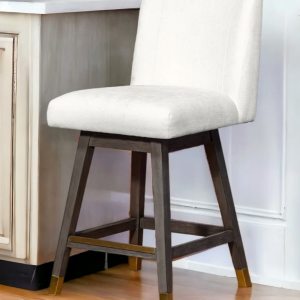 26" Pearl and Gray Solid Wood Counter Height Swivel Bar Chair