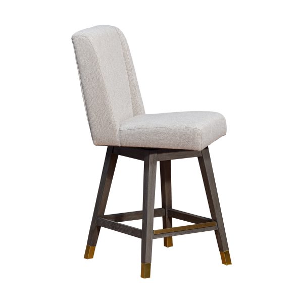 Taupe and Gray Solid Wood Counter Height Swivel Bar Chair - Image 3