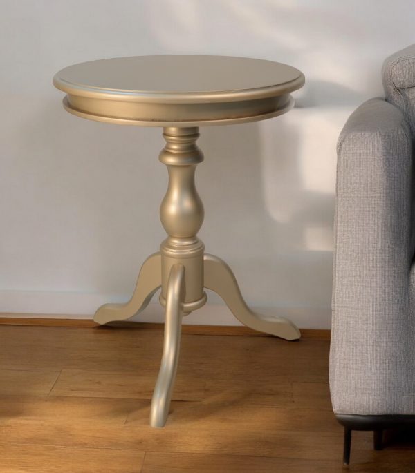 25" Champagne Wood Round End Table - Image 2
