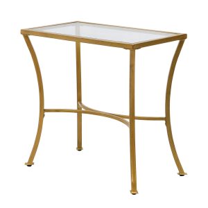 24" Antique Nickel Metal Round End Table