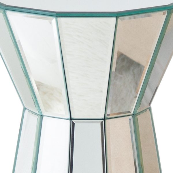 22" Silver Glass Round Mirrored End Table - Image 3