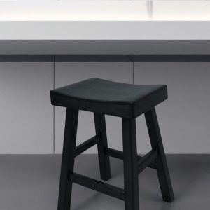 25" Black Solid Wood Backless Counter Height Bar Chair