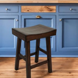 25" Espresso Solid Wood Backless Counter Height Bar Chair