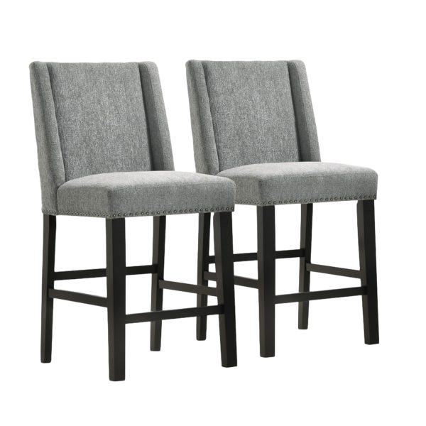 Set of Two 42" Charcoal and Espresso Solid Wood Bar Chairs - Image 3