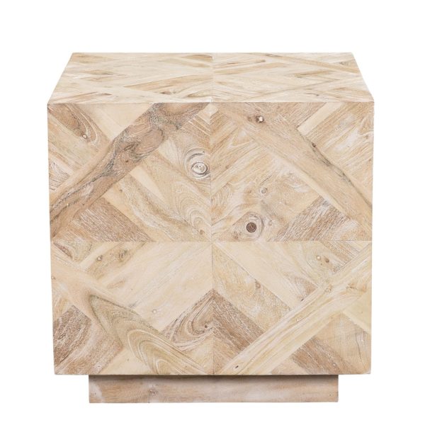 20" Tan Wood And Wood Square End Table