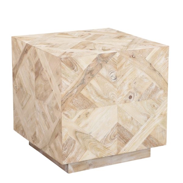 20" Tan Wood And Wood Square End Table - Image 3